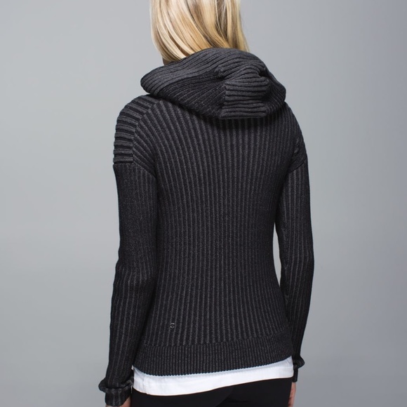 Lululemon Embrace Hoodie *Knit Full Zip Sweater - Black / Heathered Dark Grey 2 - Picture 2 of 9
